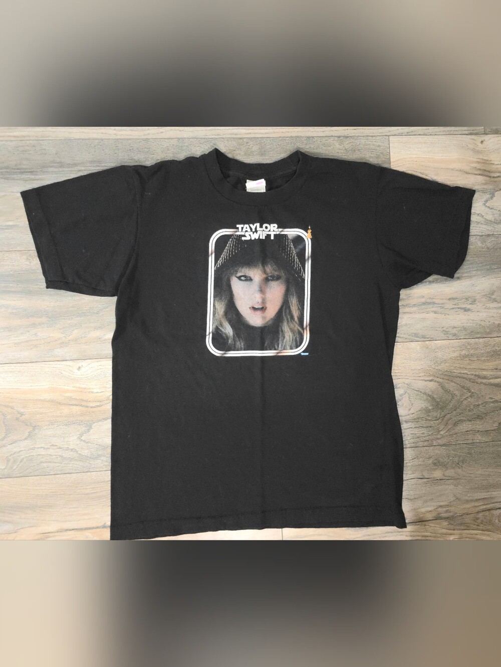 Taylor Swift Star Wars Black Kids Short Sleeve Graphic Tee with Portrait